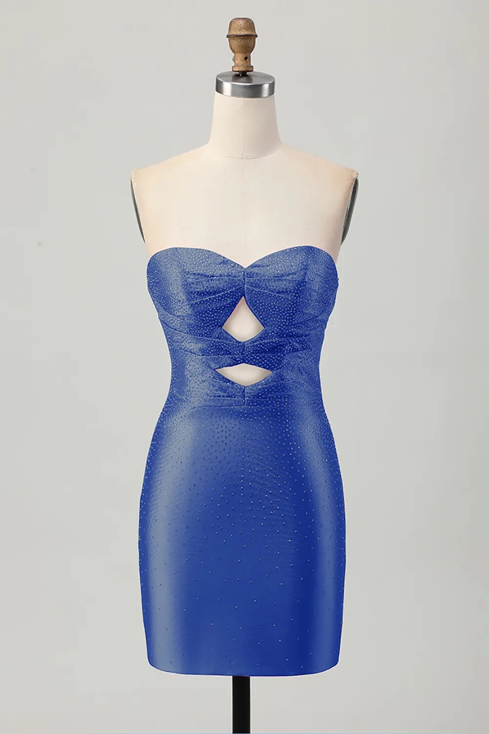 Burgundy Beaded Strapless Cut Out Bodycon Homecoming Dress