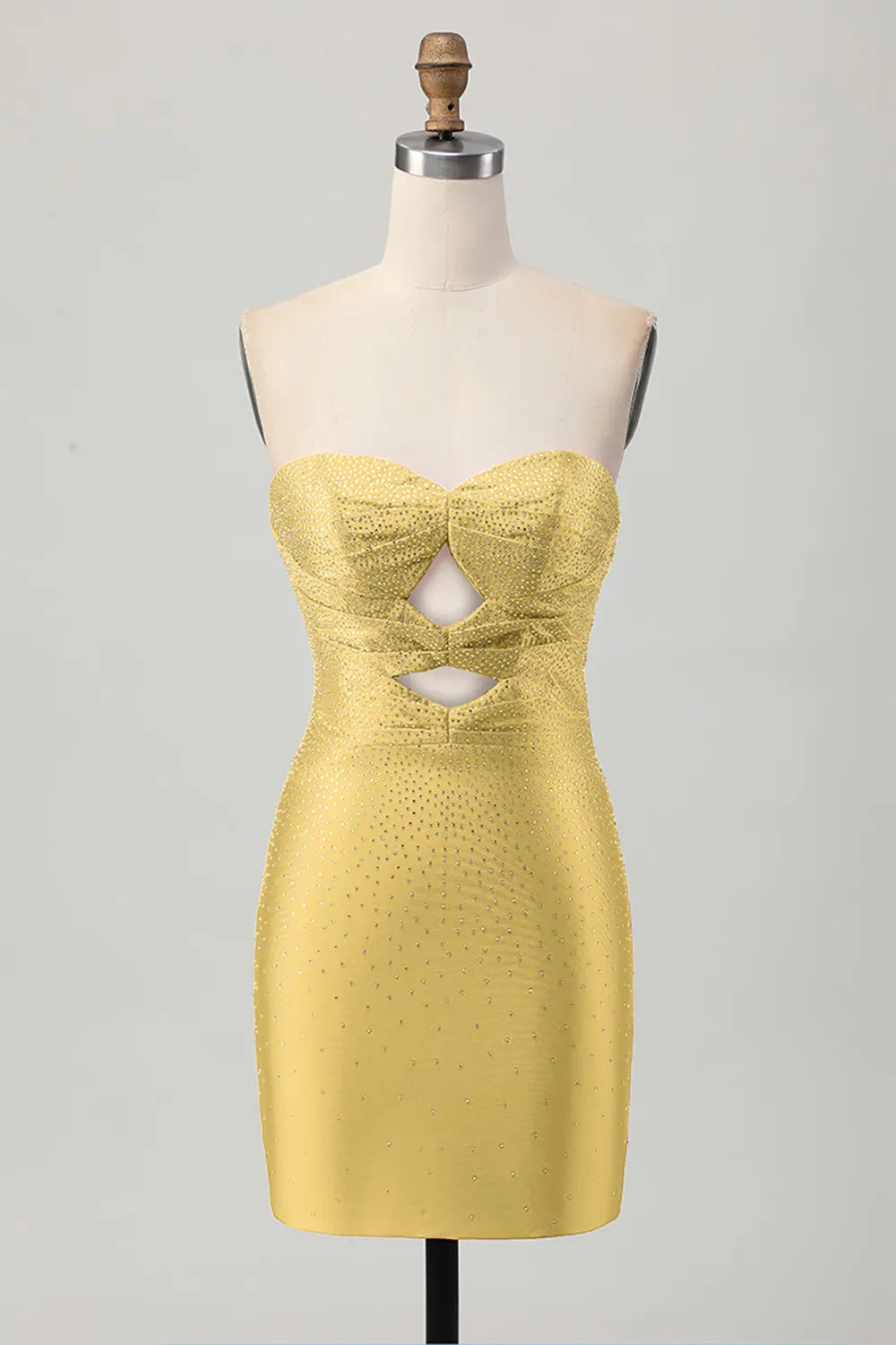 Burgundy Beaded Strapless Cut Out Bodycon Homecoming Dress
