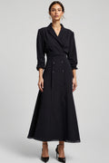 Navy A Line V-Neck Work Dress with 3/4 Sleeves