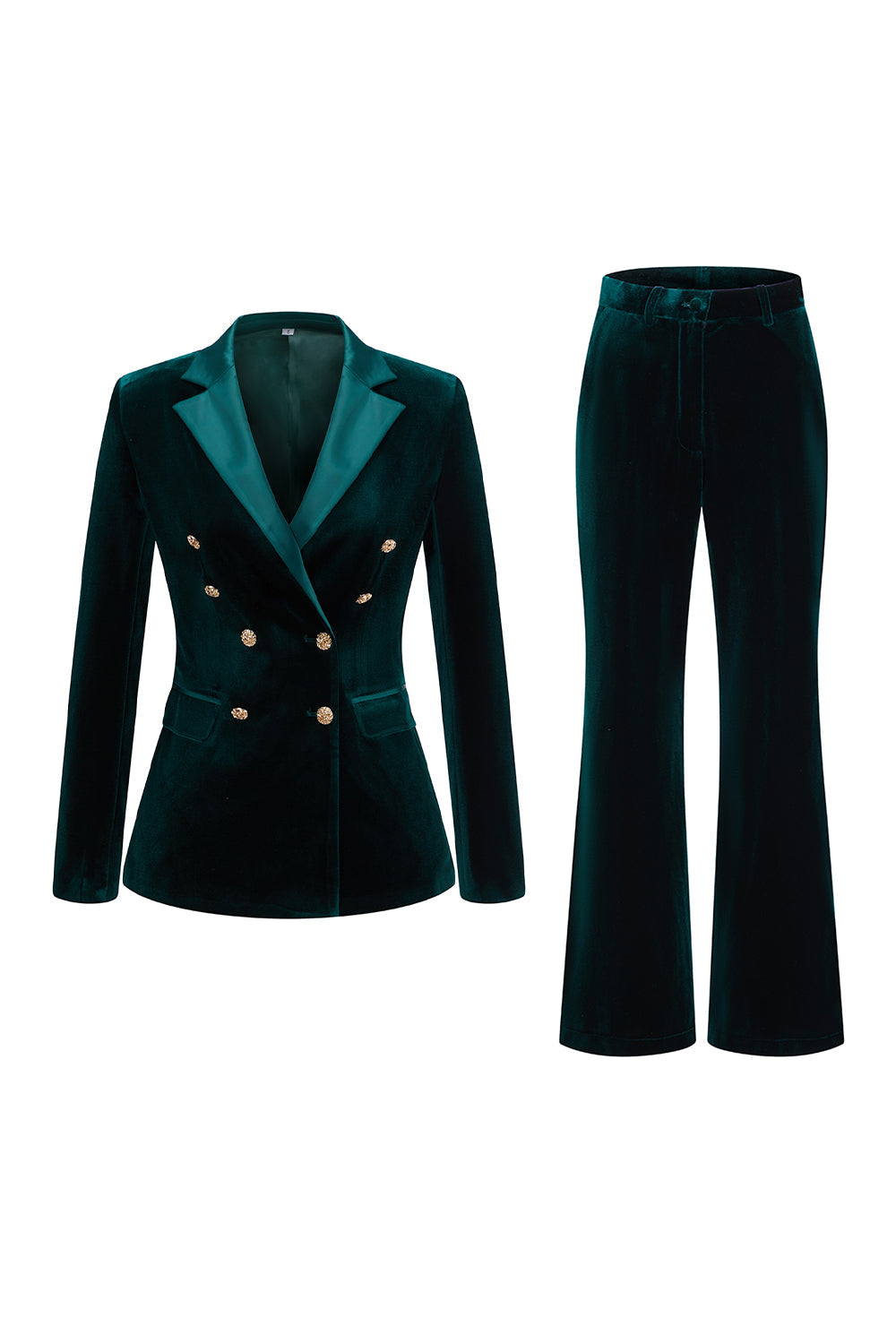 Dark Green Double Breasted Velvet 2-Piece Women Business Suits