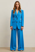 Blue Single Breasted 2 Piece Business Casual Suit