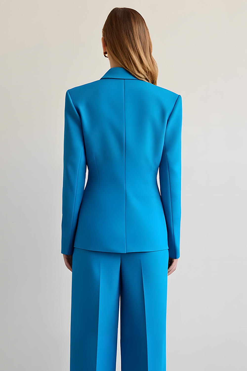 Blue Single Breasted Peak Lapel 2 Piece Business Suits