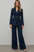 2 Piece Notched Lapel Slim Fit Navy Business Suit