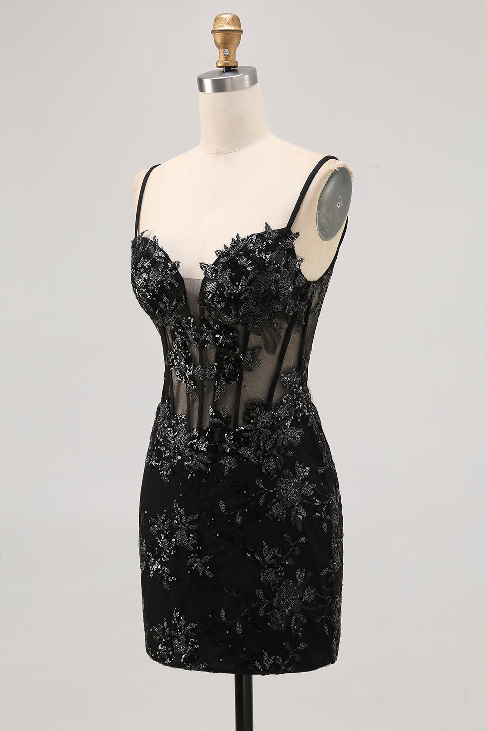 Dark Green Sequined Bodycon Corset Homecoming Dress with Appliques