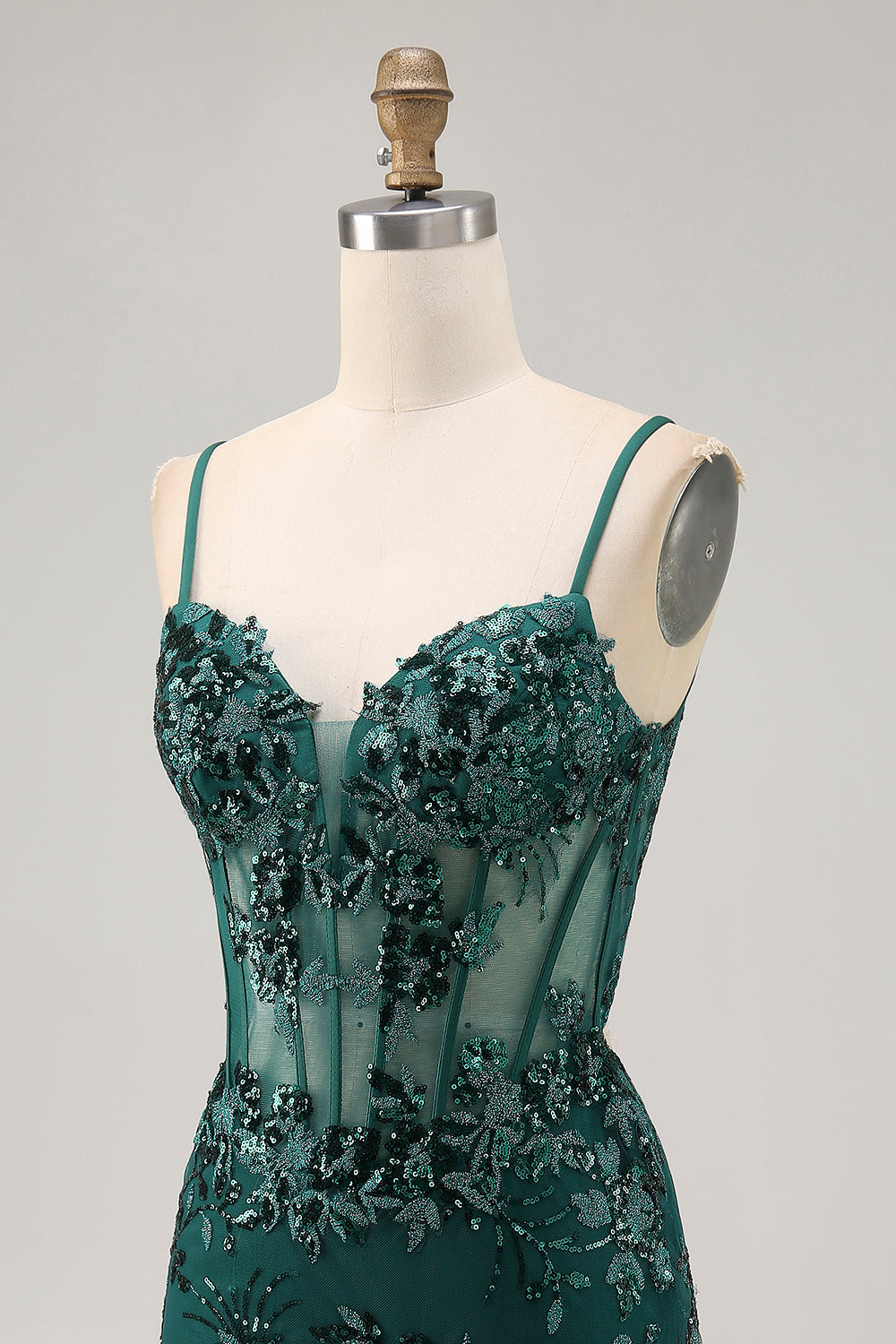 Royal Blue Bodycon Sheer Corset Homecoming Dress with Sequins