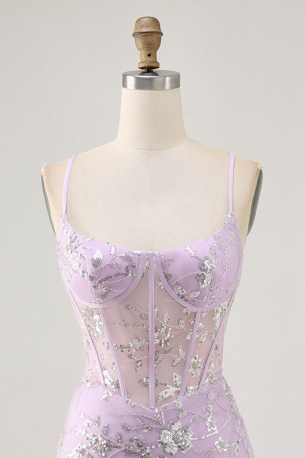 Lilac Sequin Bodycon Corset Homecoming Dress