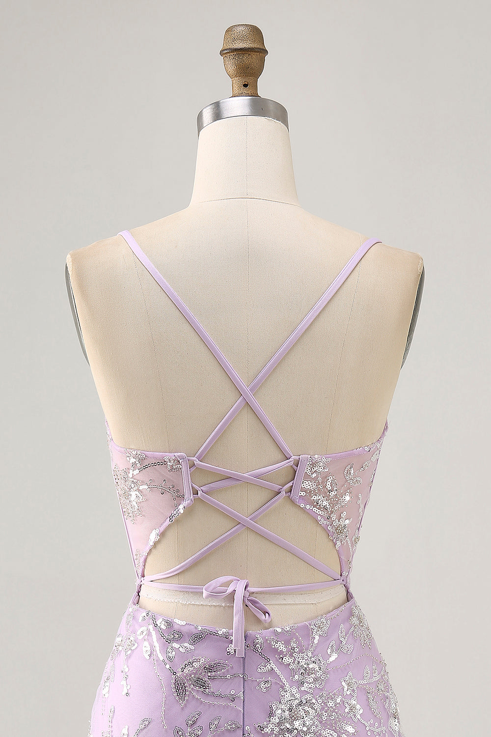 Lilac Sequin Bodycon Corset Homecoming Dress