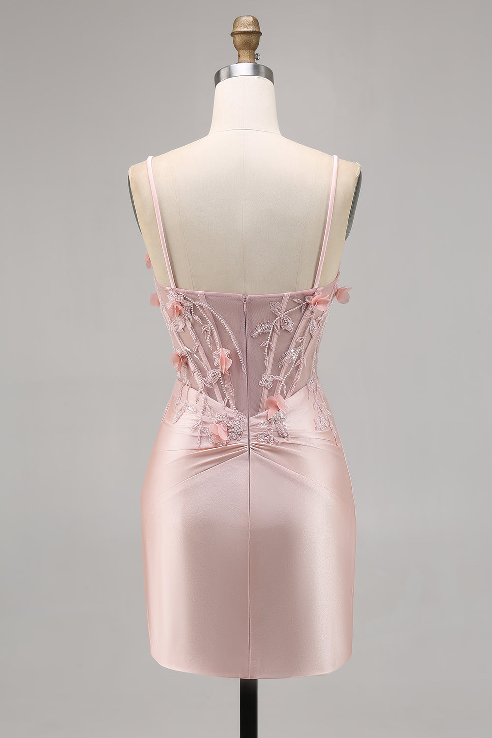 Corset Tight Pink Homecoming Dress with 3D Flowers