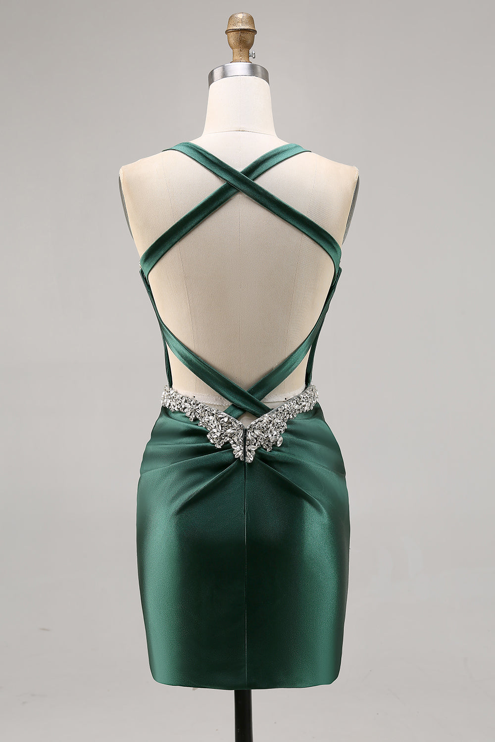 Beaded Corset Dark Green Homecoming Dress
