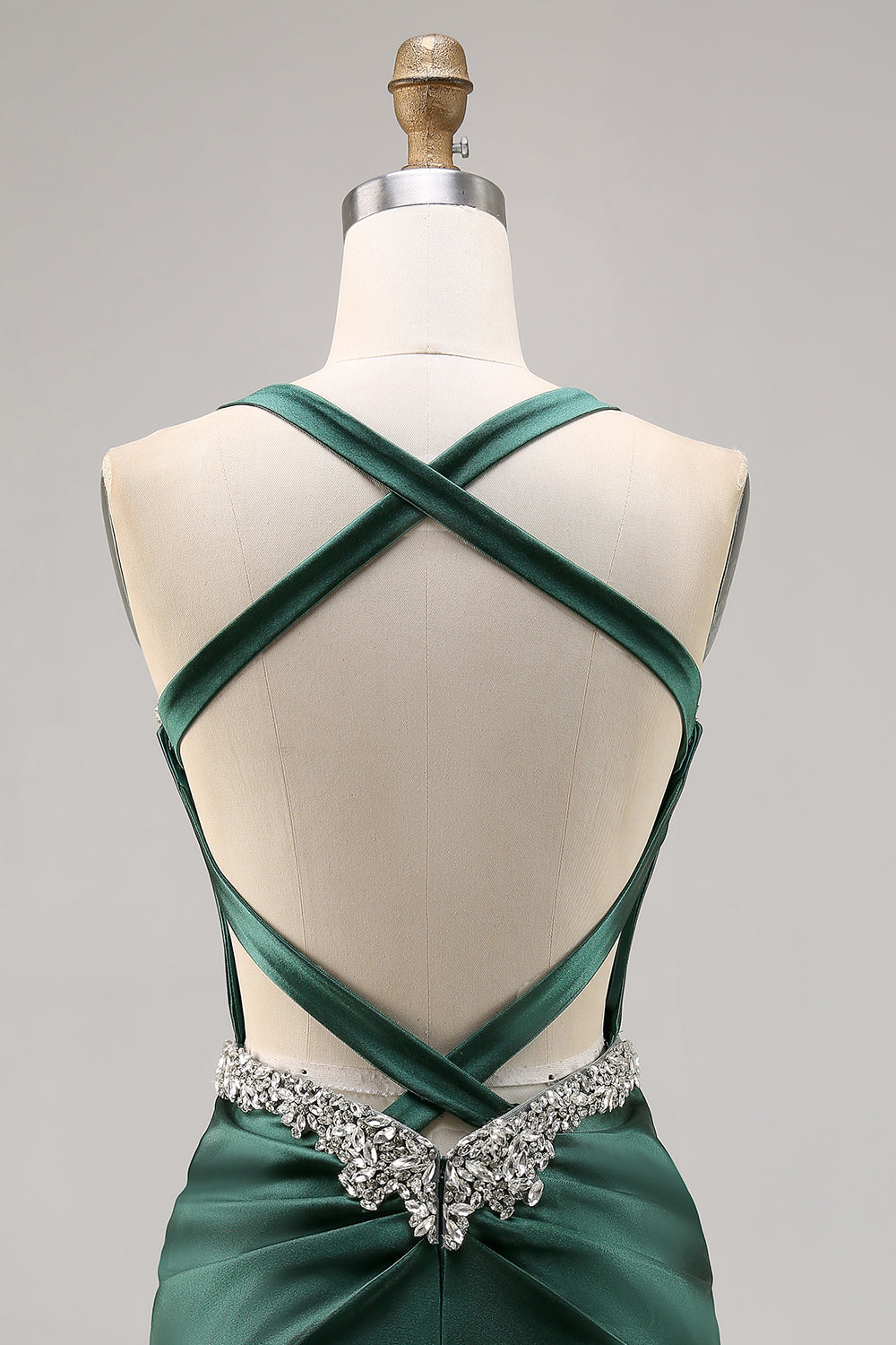 Beaded Corset Dark Green Homecoming Dress
