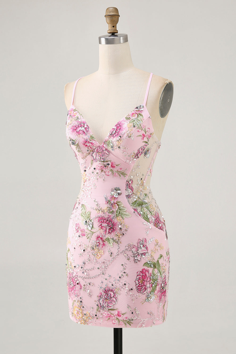 Bodycon Floral Peacock Homecoming Dress with Sequins