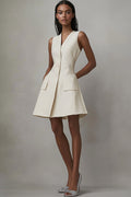 Ivory A Line V-Neck Mini Dress