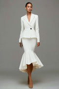 Mermaid Ivory 2 Piece Work Dress with Ruffles