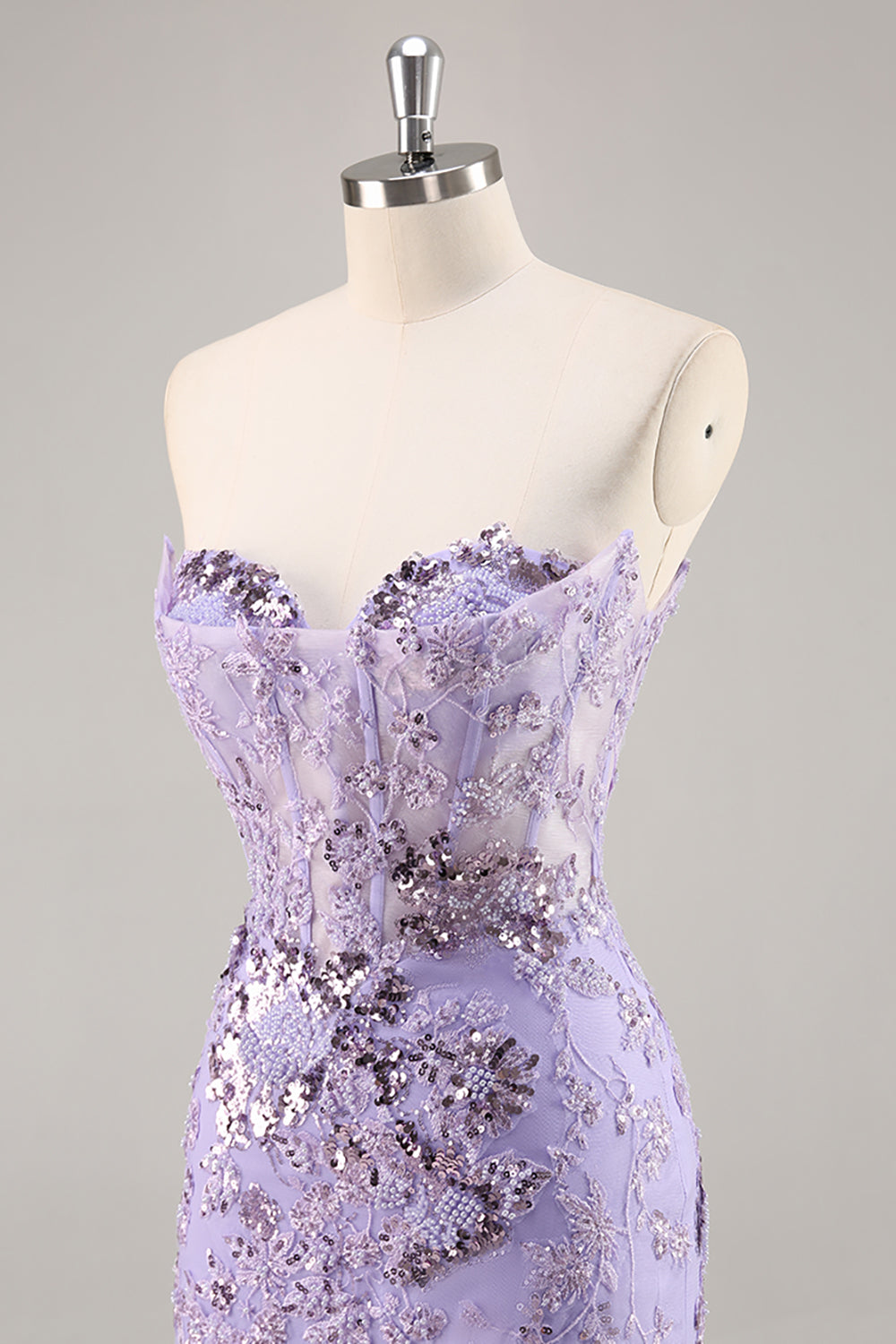 Strapless Purple Tight Homecoming Dress with Sequins