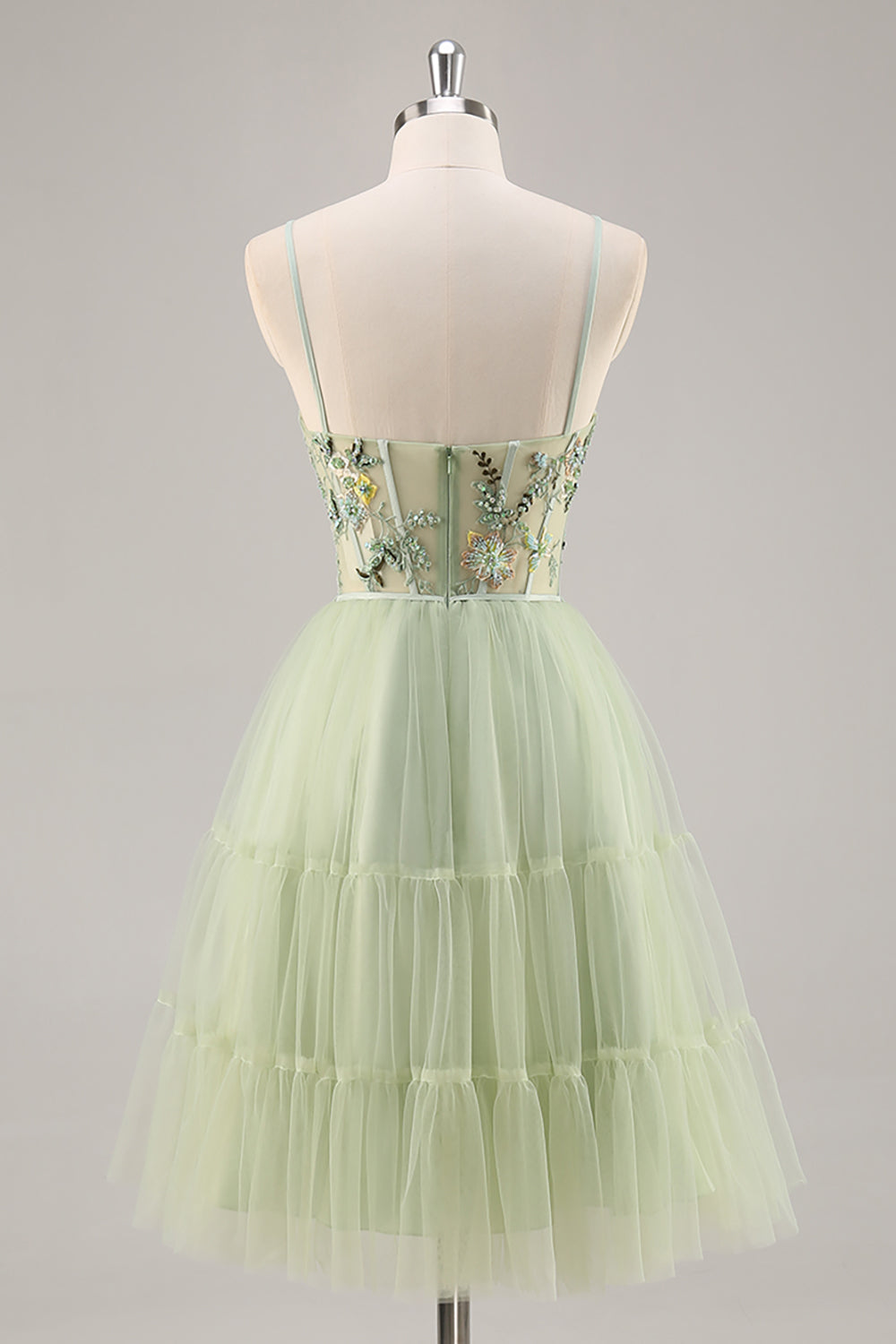 Green Corset A Line Homecoming Dress with Appliques
