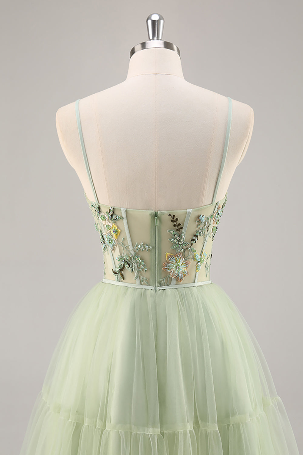 Green Corset A Line Homecoming Dress with Appliques