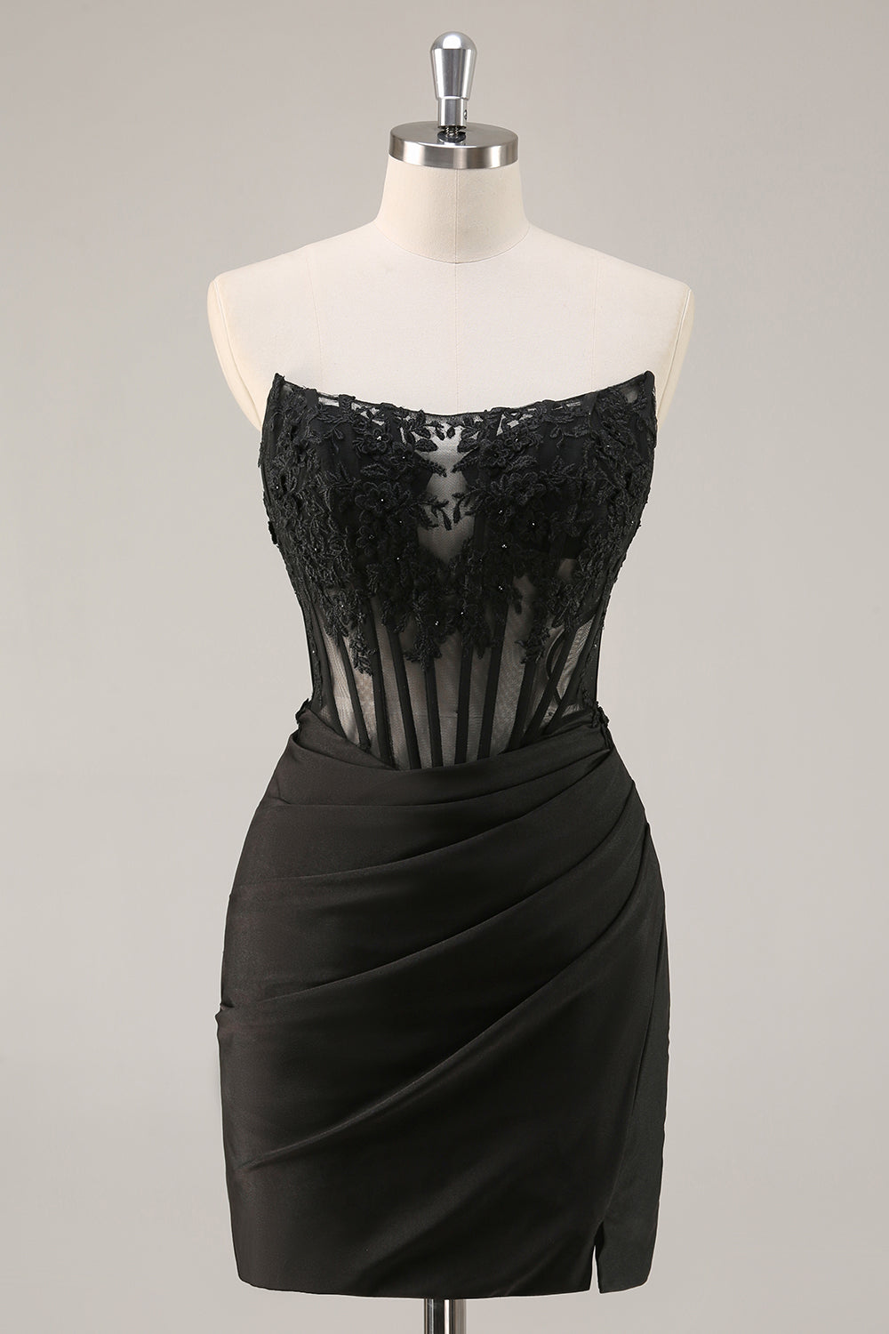 Royal Blue Bodycon Strapless Corset Homecoming Dress with Appliques
