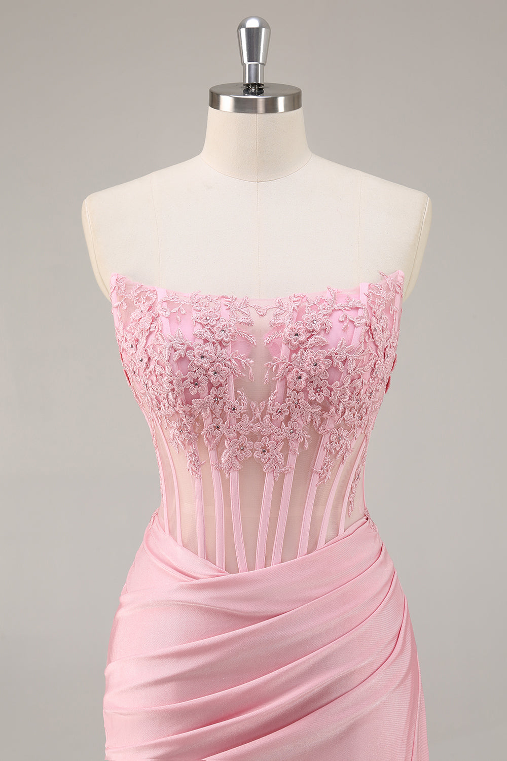 Corset Strapless Black Appliqued Homecoming Dress