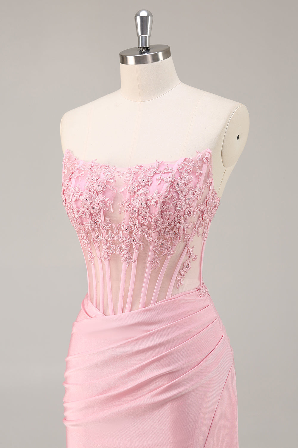 Corset Strapless Black Appliqued Homecoming Dress