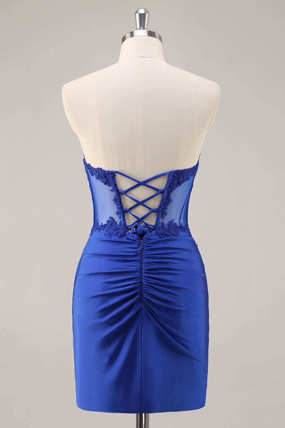 Corset Strapless Black Appliqued Homecoming Dress