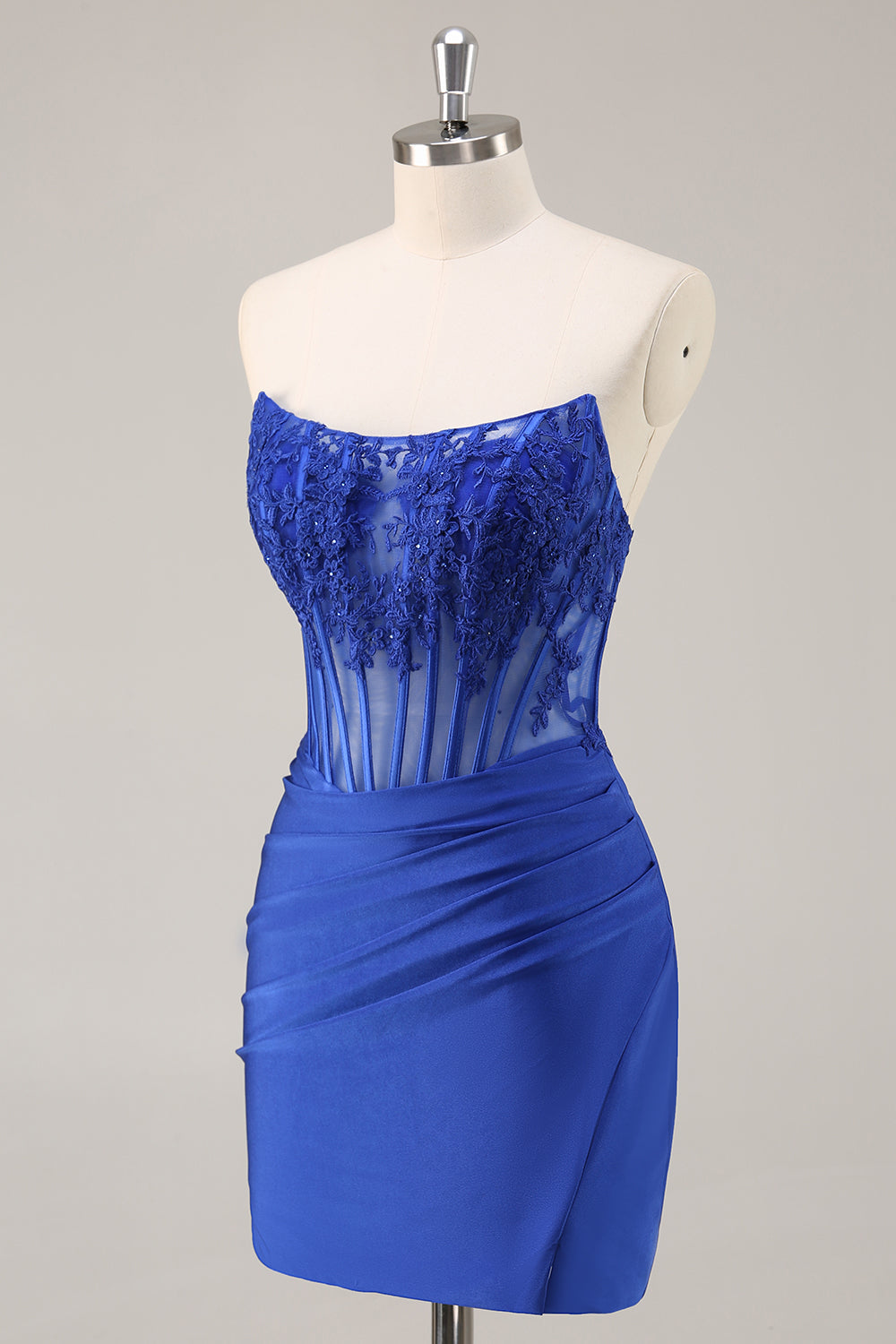 Pink Strapless Corset Tight Homecoming Dress with Appliques