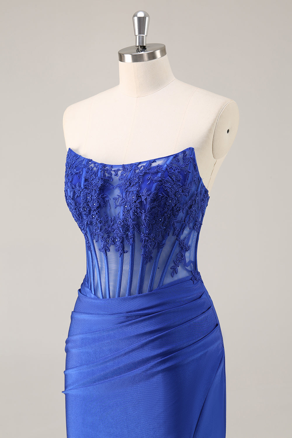 Corset Strapless Black Appliqued Homecoming Dress