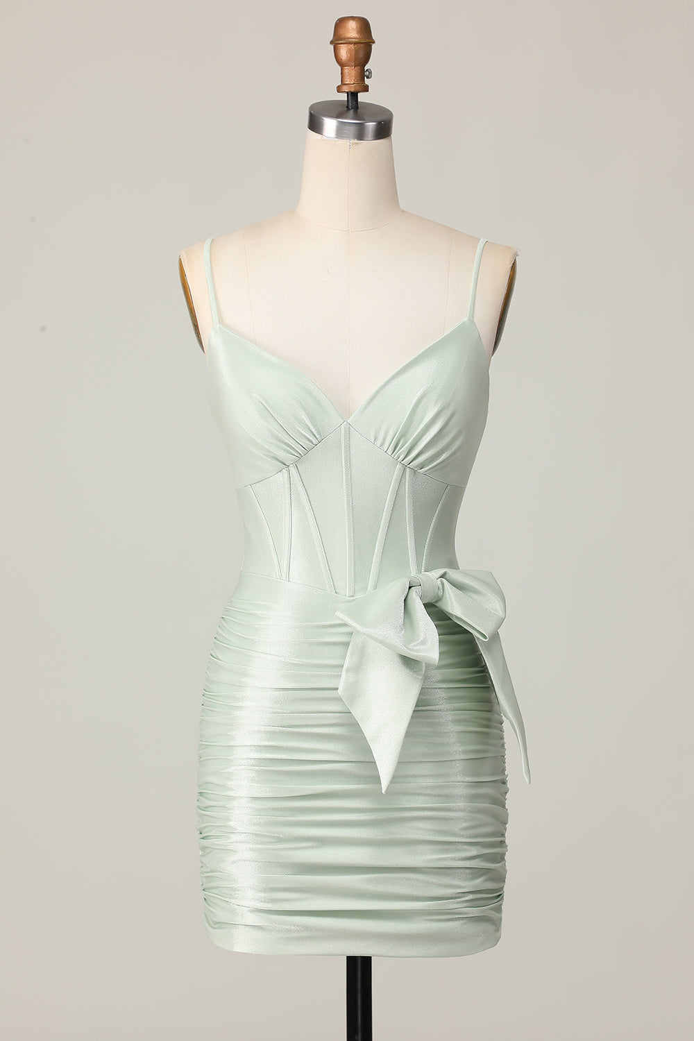 Sage Bodycon Corset Homecoming Dress with Bow