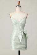 Sage Bodycon Corset Homecoming Dress with Bow