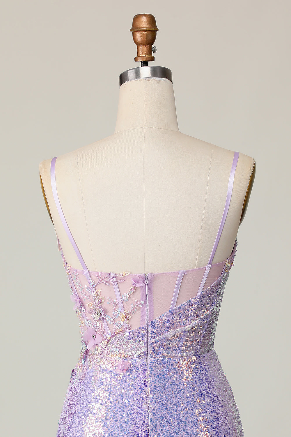 Sparkly Lilac Bodycon Corset Homecoming Dress with Appliques