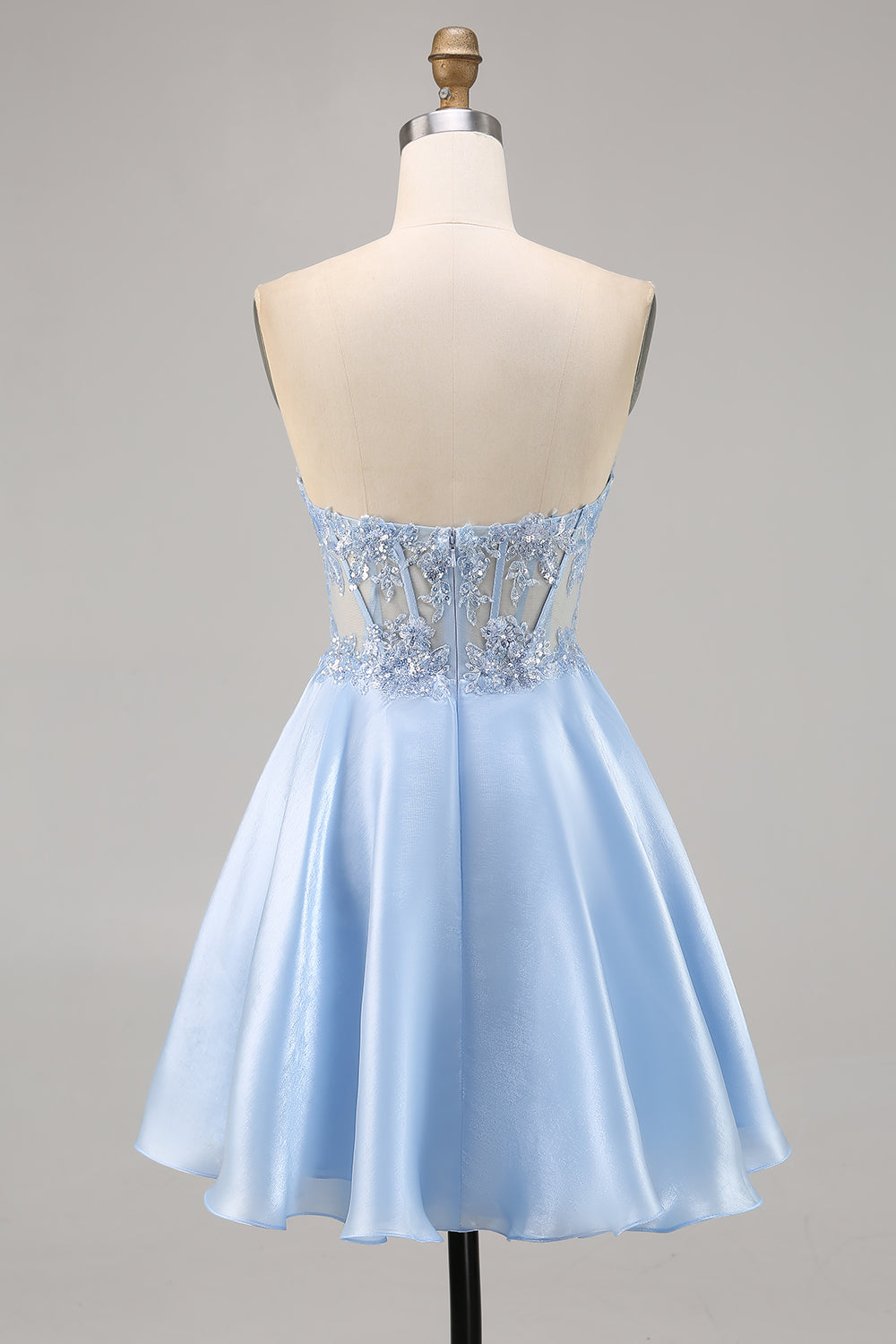 Light Blue Strapless A Line Homecoming Dress with Sequins