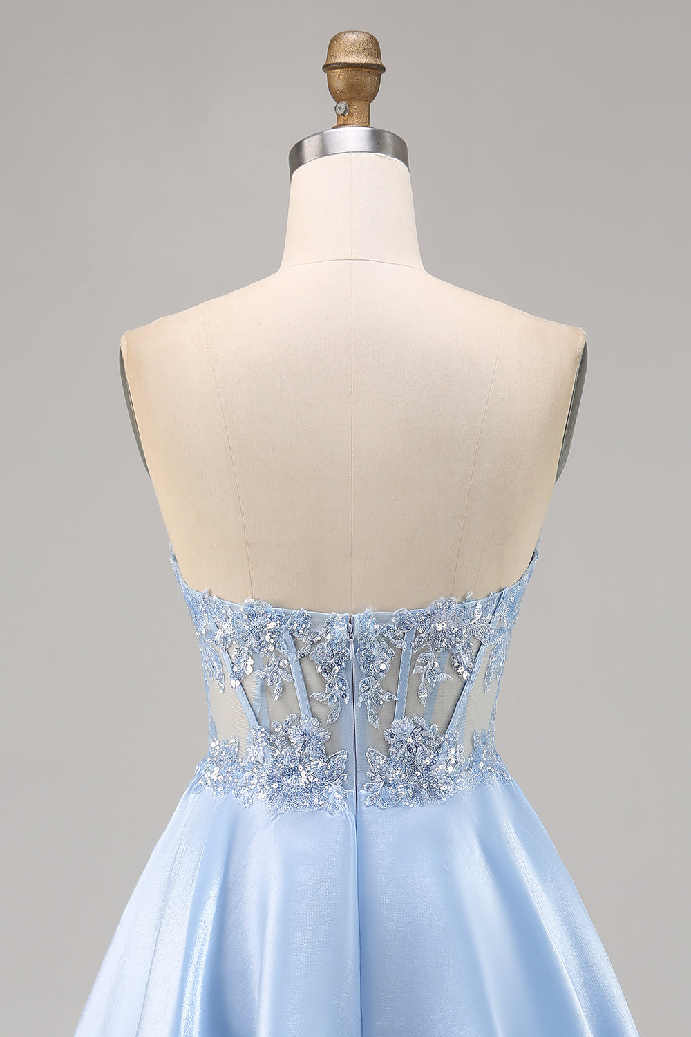 Light Blue Strapless A Line Homecoming Dress with Sequins