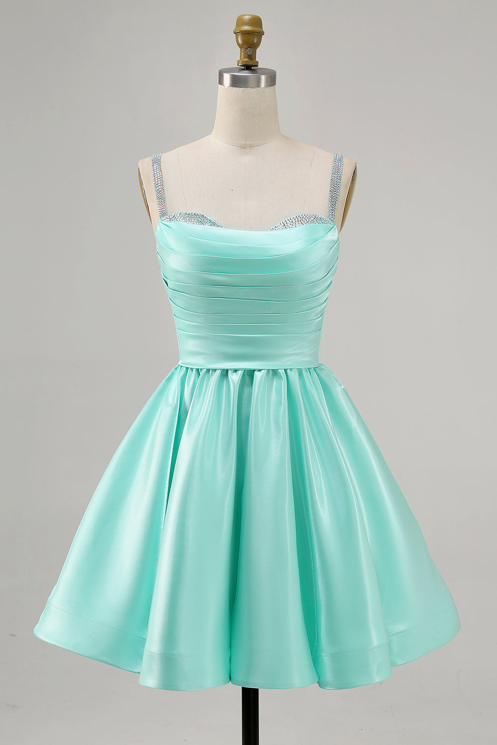 Fuchsia A Line Satin Homecoming Dress with Beading