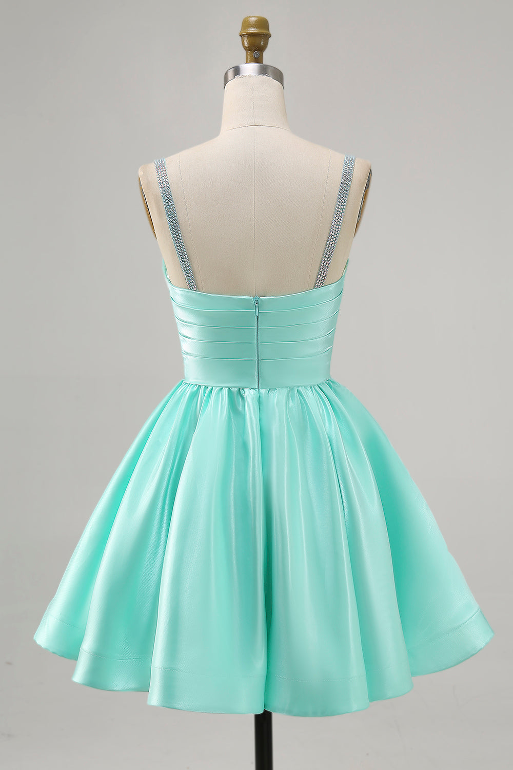Fuchsia A Line Satin Homecoming Dress with Beading