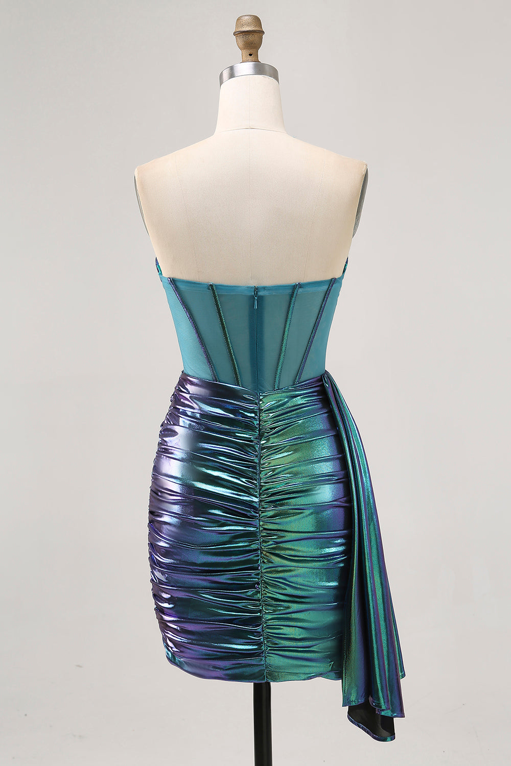 Metallic Green Corset Ruched Bodycon Homecoming Dress