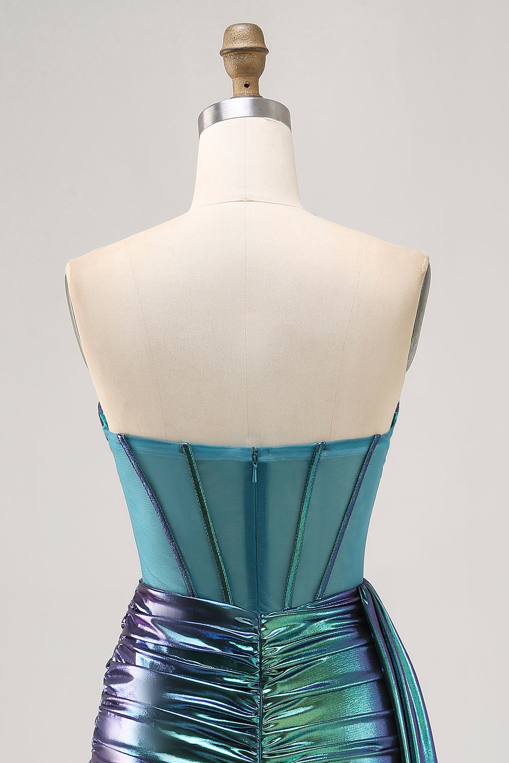 Metallic Green Corset Ruched Bodycon Homecoming Dress