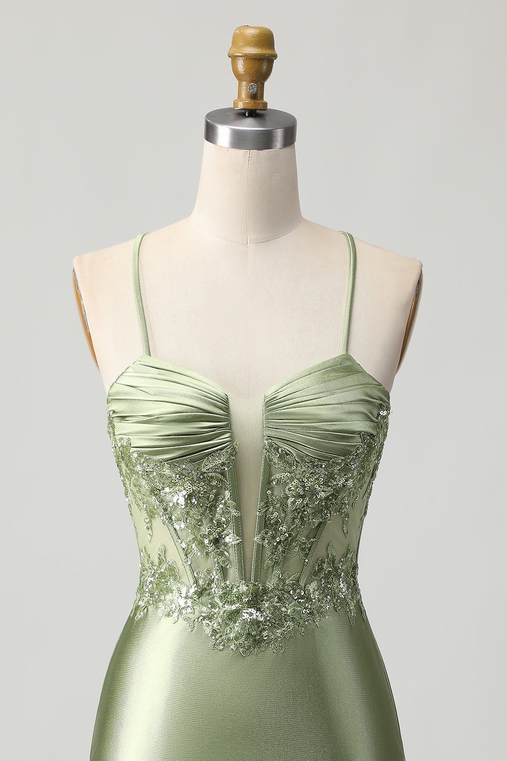 Green Bodycon Corset Sequin Homecoming Dress with Lace Up Back