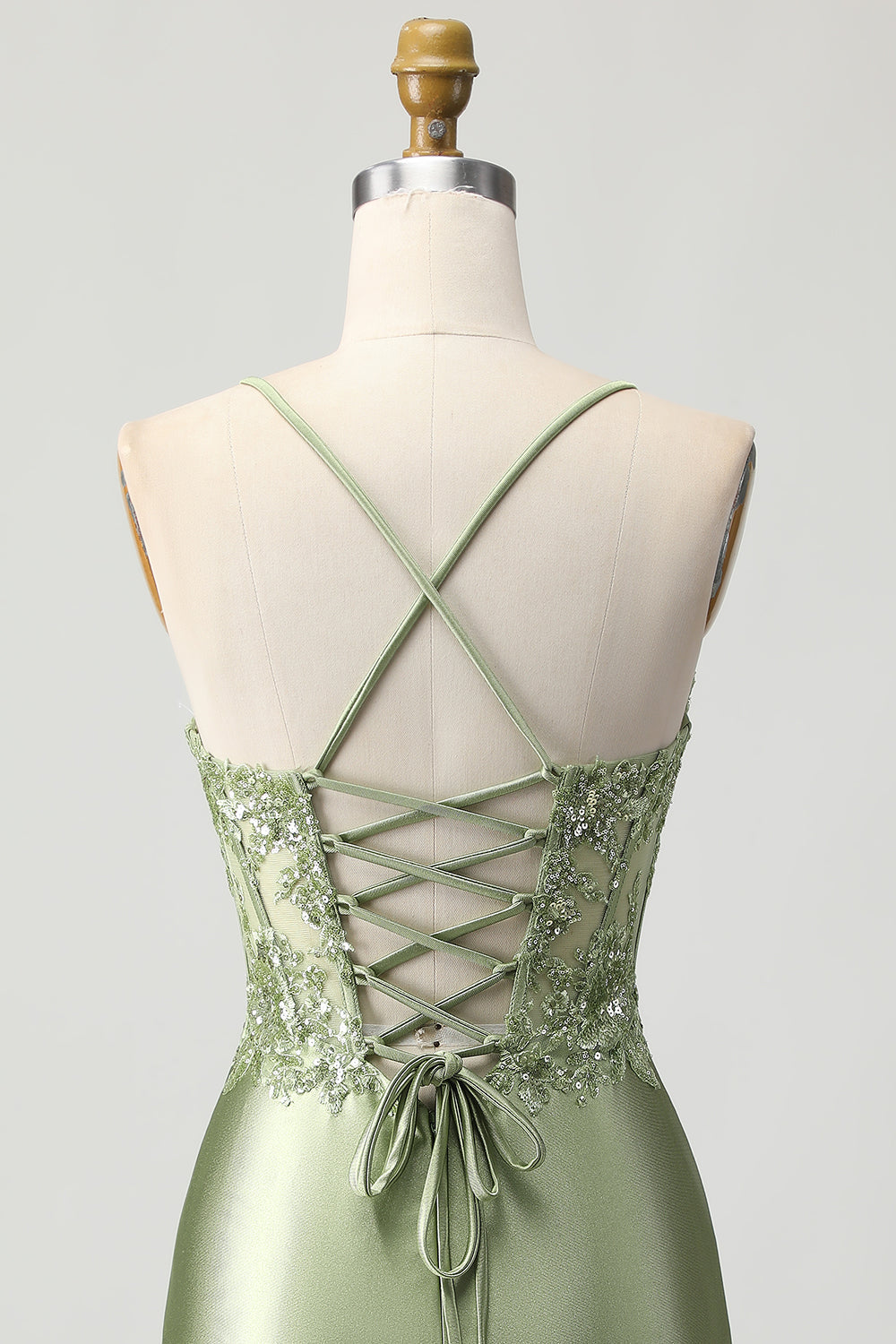 Green Bodycon Corset Sequin Homecoming Dress with Lace Up Back