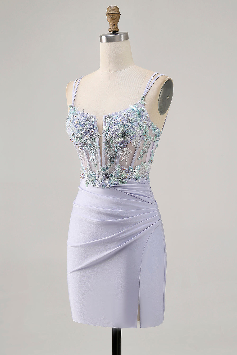 Lavender Bodycon Corset Sequin Homecoming Dress