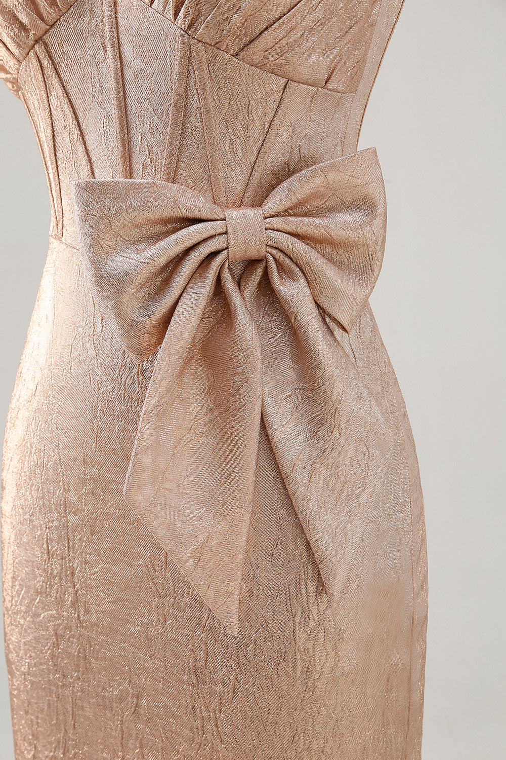 Champagne Bodycon Corset Satin Homecoming Dress with Bow