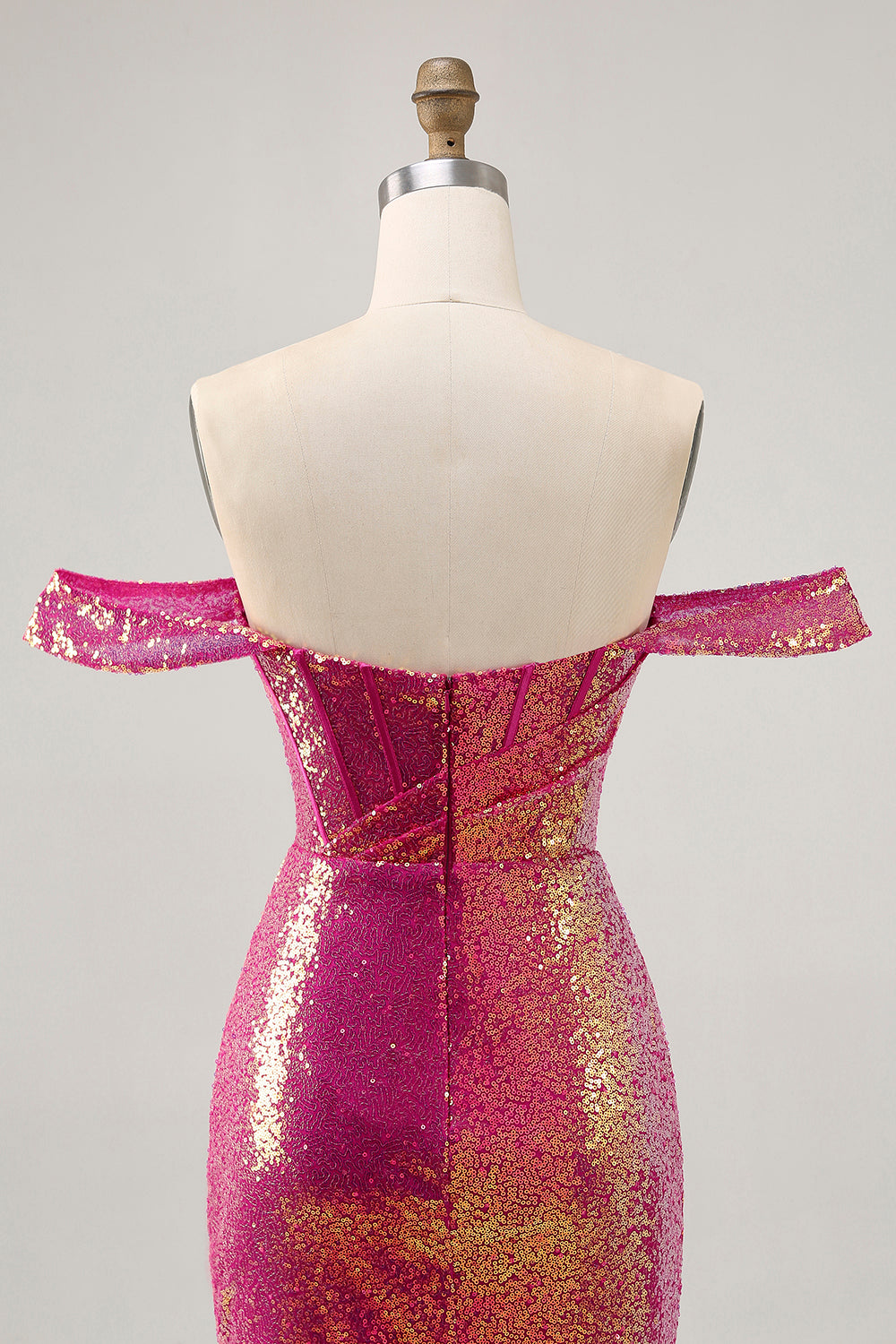 Sparkly Fuchsia Off The Shoulder Bodycon Homecoming Dress