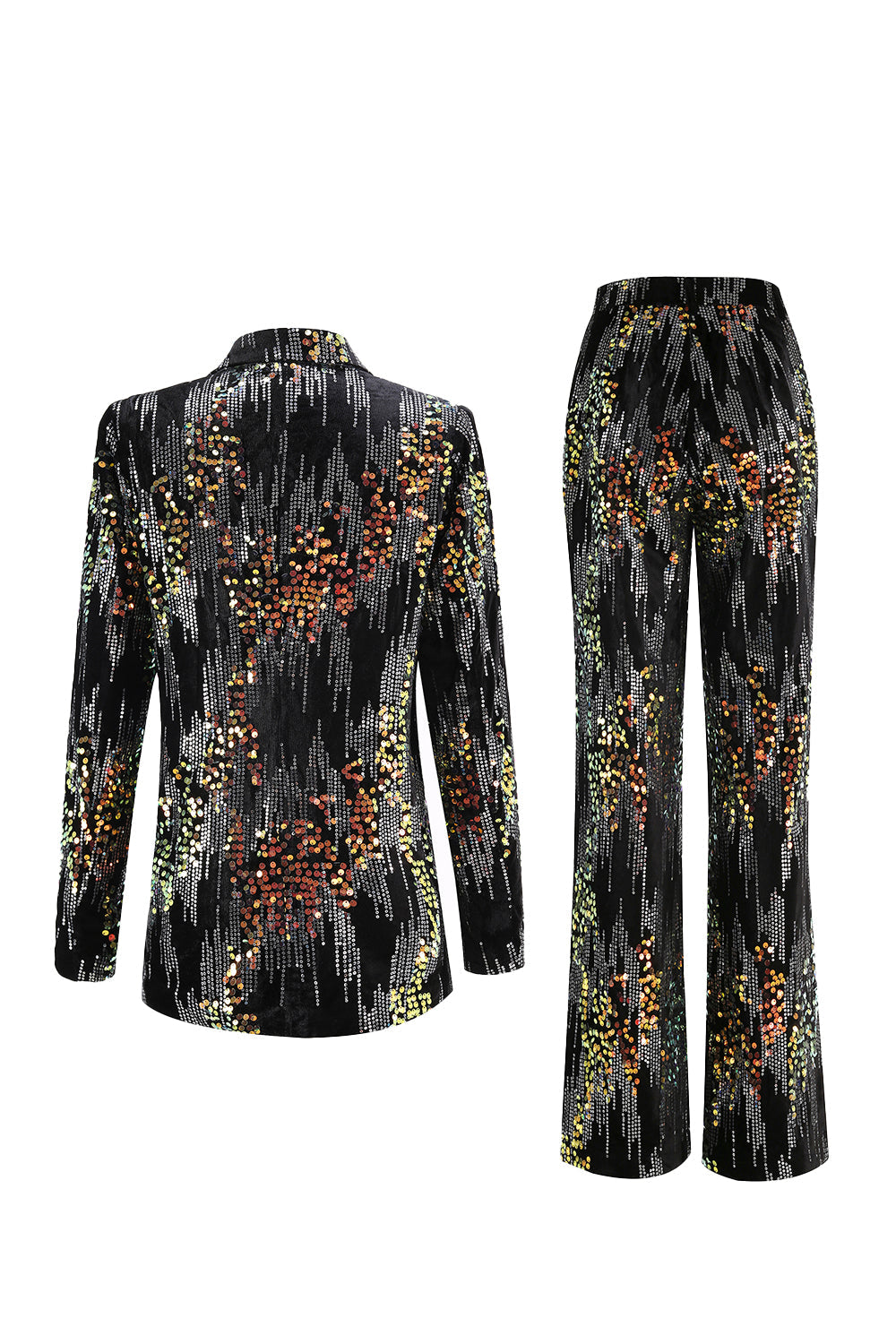 Sparkly Black 2-Piece Peak Lapel Slim Fit Women Prom Suits