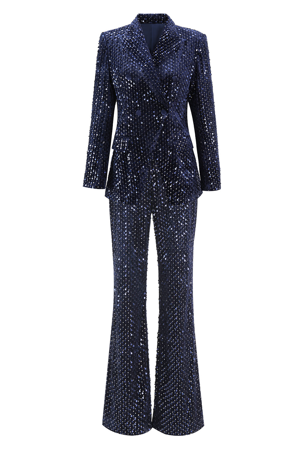 Navy 2-Piece Sequin Double Breasted Women Prom Suits