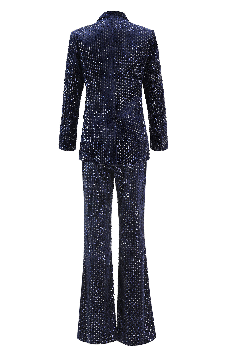 Navy 2-Piece Sequin Double Breasted Women Prom Suits