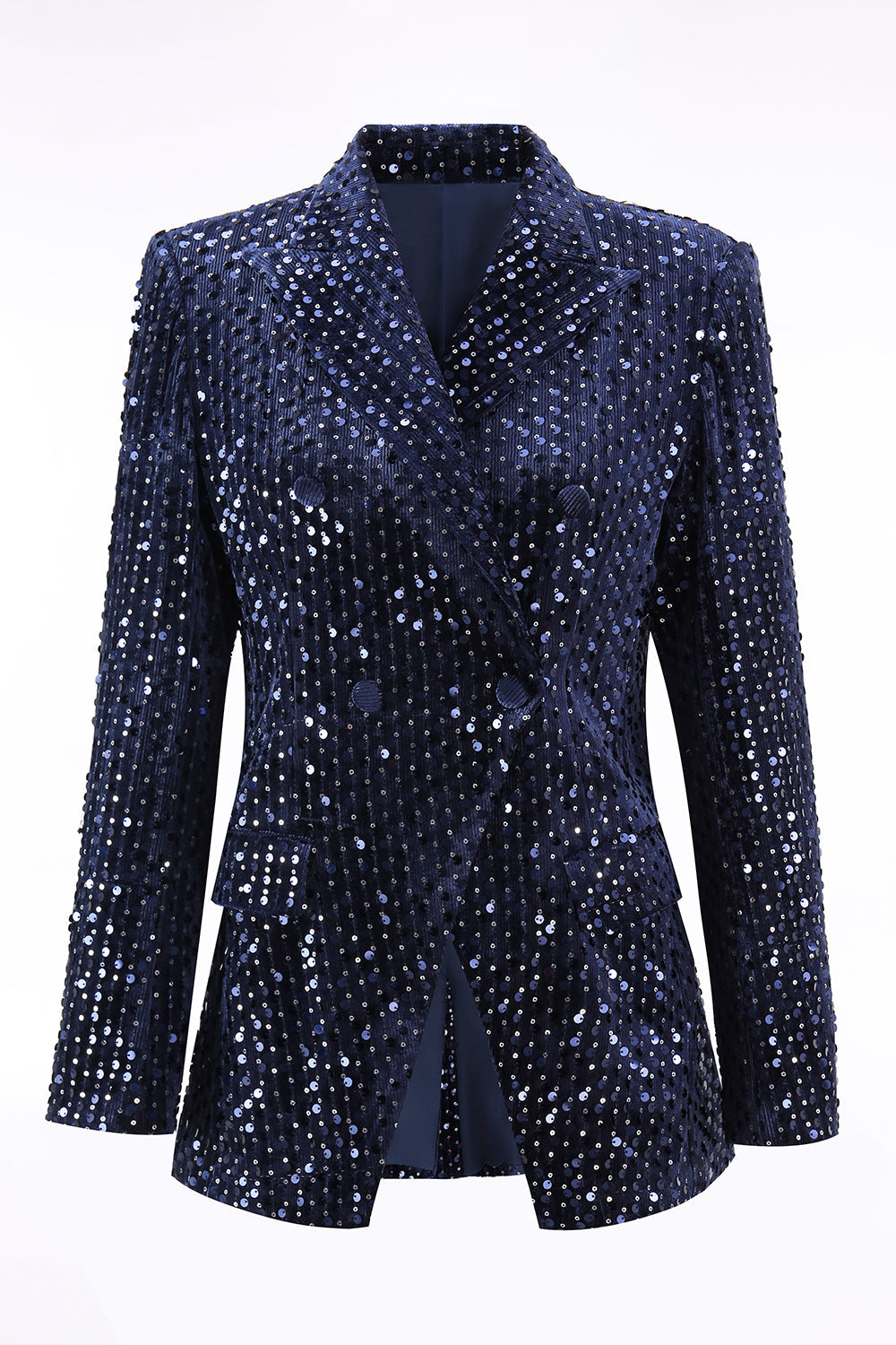 Navy 2-Piece Sequin Double Breasted Women Prom Suits