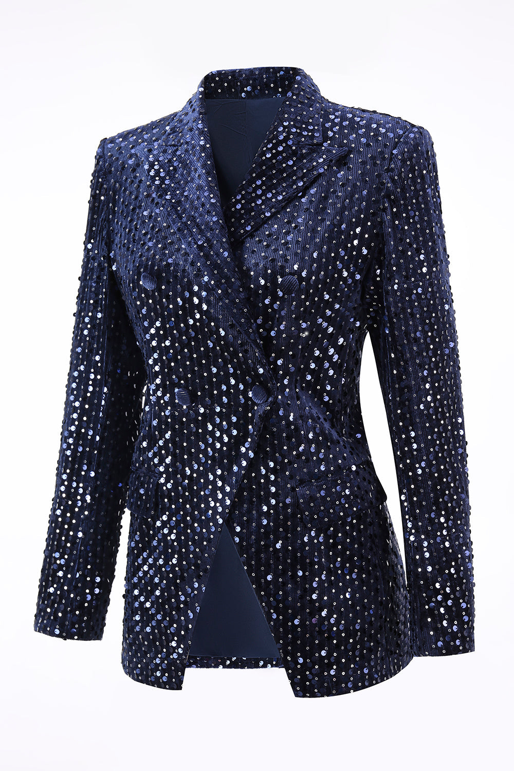 Navy 2-Piece Sequin Double Breasted Women Prom Suits