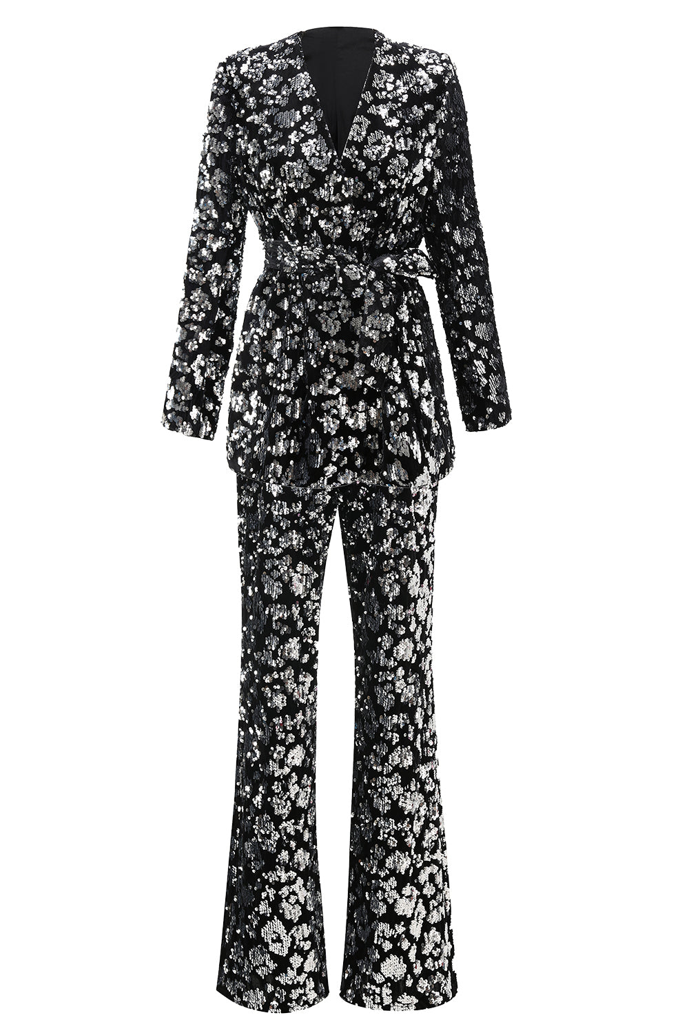 Sparkly 2-Piece Black Peak Lapel Women Prom Suits