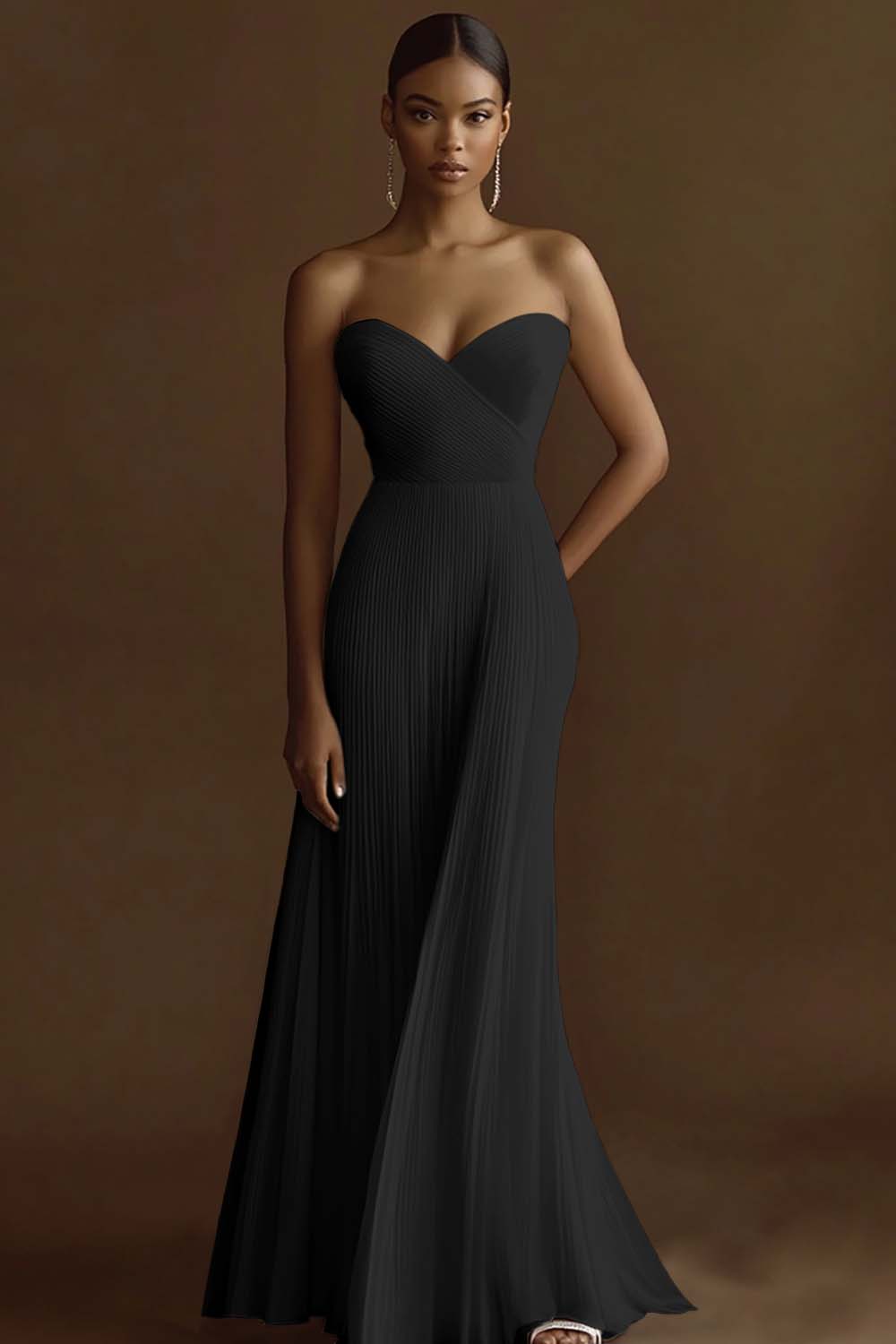 Strapless Ivory Pleated Engagement Dress