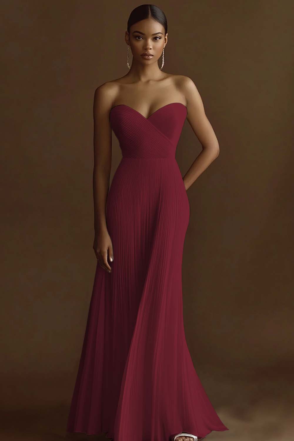 Strapless Ivory Pleated Engagement Dress