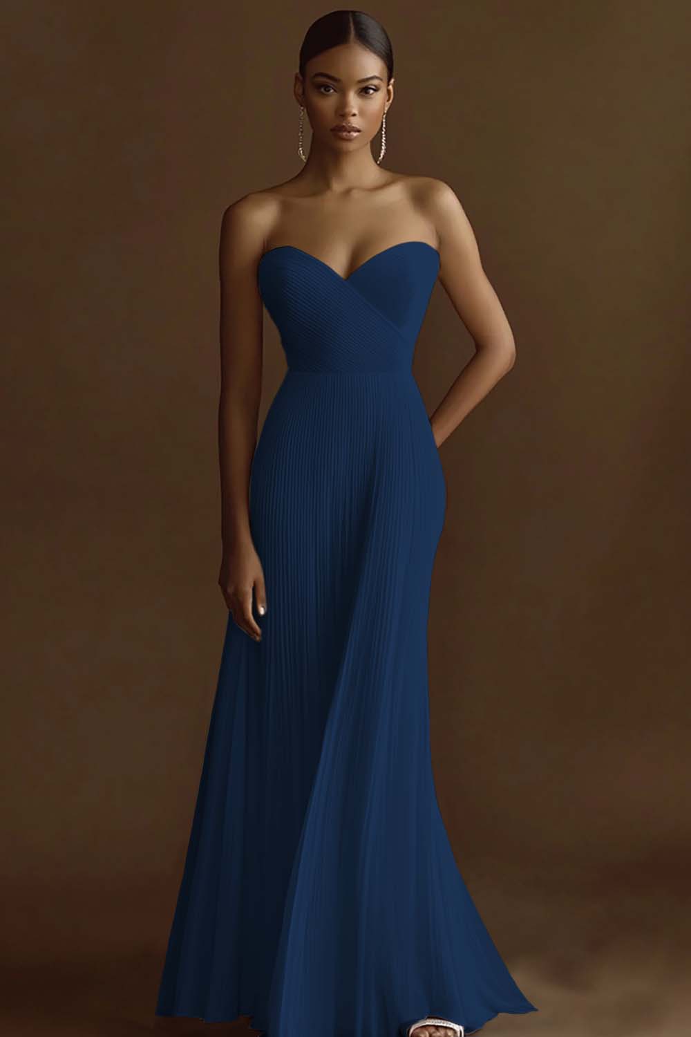 Strapless Ivory Pleated Engagement Dress