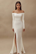 Mermaid Long Sleeve Off The Shoulder Ivory Engagement Dress
